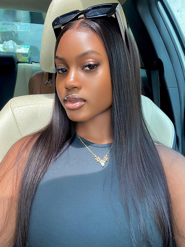 CurlyMe Pre-bleached 13x4 Swiss HD Lace/Transparent Lace Wigs Straight Long Hair Lace Front Wigs