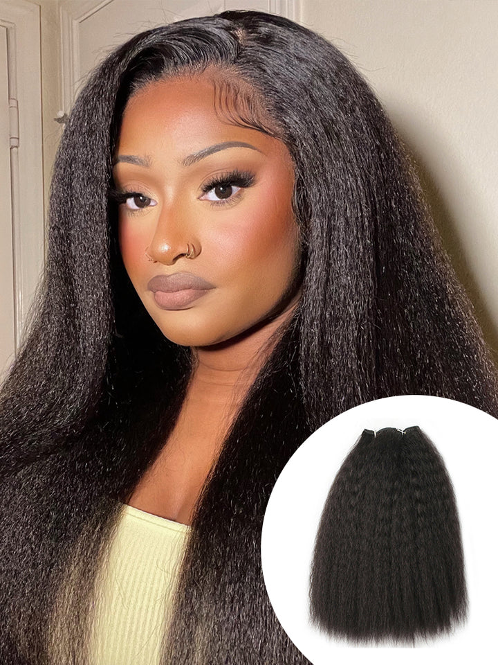 CurlyMe 10A Grade Bundles Human Hair Quick Weave With a Frontal Natural Black