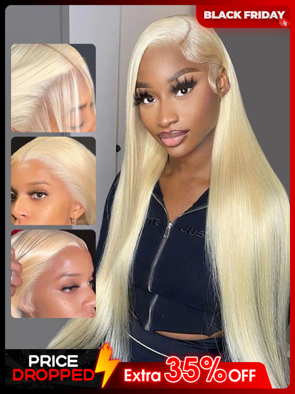 CurlyMe 613 Blonde Lace Front Wigs Straight Human Hair Wigs 13x4 Skin Melt Lace