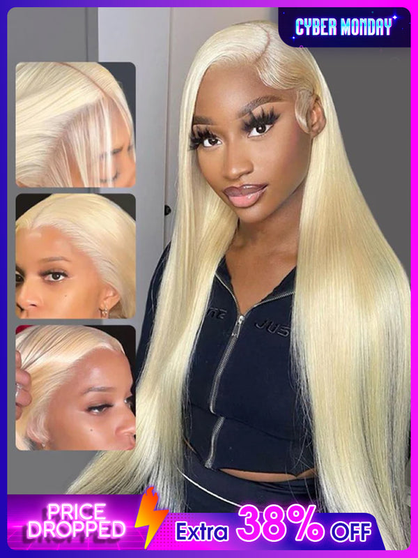CurlyMe 613 Blonde Lace Front Wigs Straight Human Hair Wigs 13x4 Skin Melt Lace