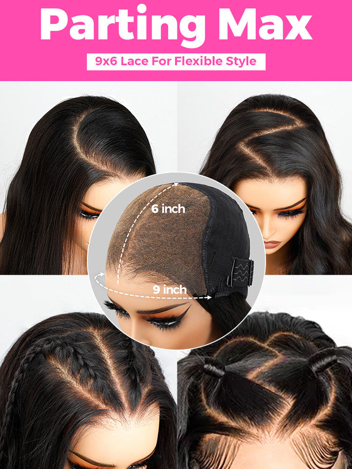 CurlyMe Pre-cut 9x6 Lace M-cap Wear Go Glueless Mini Knots Kinky Straight / Light Yaki Straight Hair HD Lace Front Wig Pre-plucked