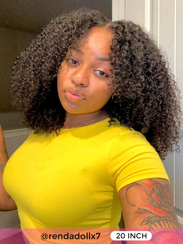 CurlyMe Pre-bleached Wear Go Glueless Afro Kinky Curly Pre-cut HD Lace Wig Pre-plucked For Tiktok