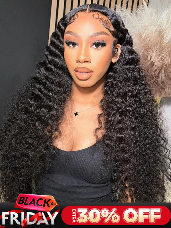 CurlyMe Pre-bleached Loose Deep Wave Hair Wear Go Glueless Wig 7x5 Pre-cut HD Lace Pre-plucked