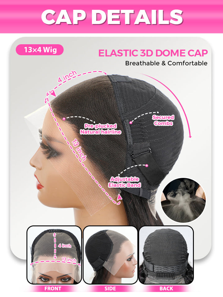 CurlyMe Short Cut Water Wave Hair 13x4 Transparent Lace Front Wig Pre Plucked