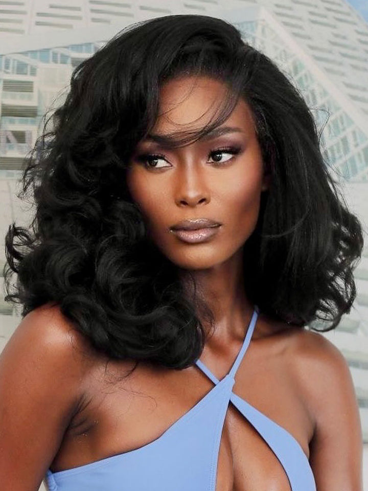 CurlyMe M-Cap 9x6 Blow Out Wear Go Glueless Wig 250% Density Layered Cut HD Lace Wig