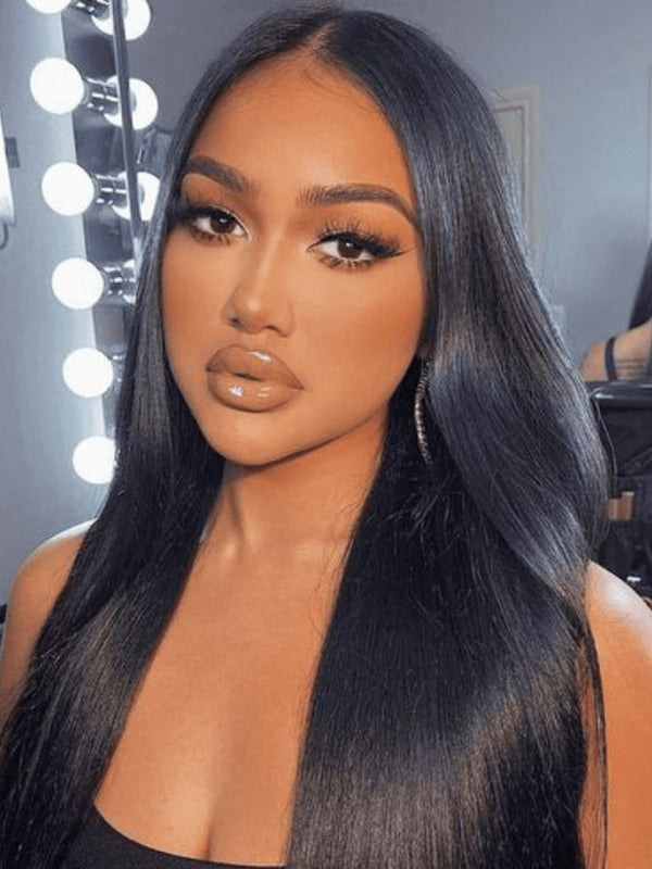 CurlyMe Straight Hair 180% Density U part Wig Affordable Machine Made Human Hair Wigs