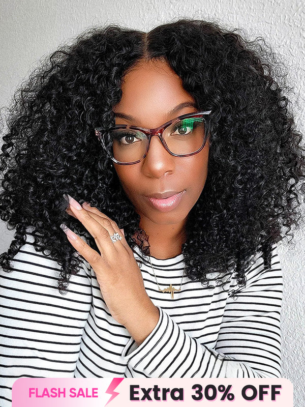 CurlyMe Pre-bleached Kinky Curly 7x5 Pre-cut HD Lace Wear Go Glueless Wig