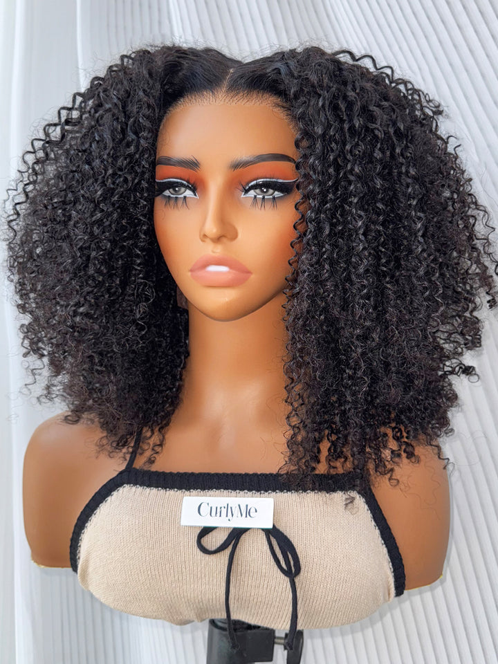 CurlyMe Layered Cut Pre-bleached Kinky Curly Hair Wear Go Glueless Wig 7x5 Pre-cut HD Lace Pre-plucked