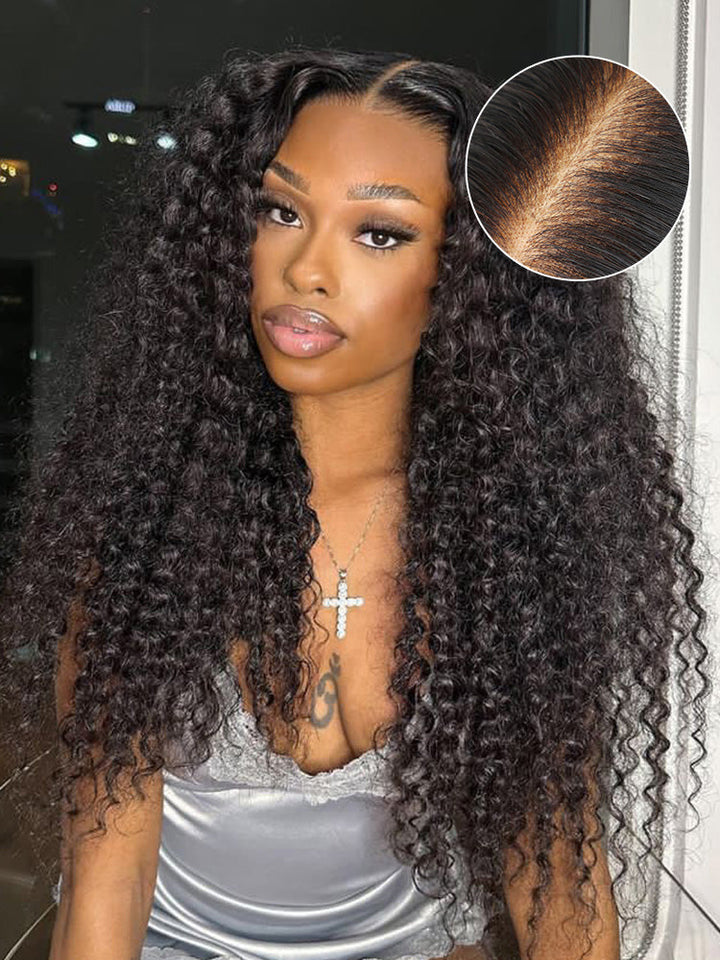 CurlyMe Pre-cut 9x6 Lace M-cap Wear Go Glueless Mini Knots Water Wave Hair HD Lace Front Wig Pre-plucked