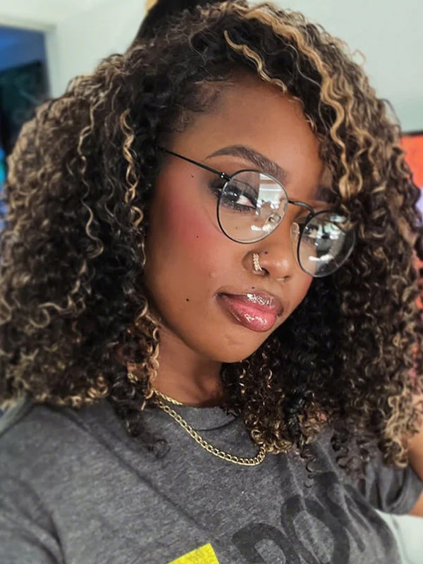 highlight kinky curly half wig