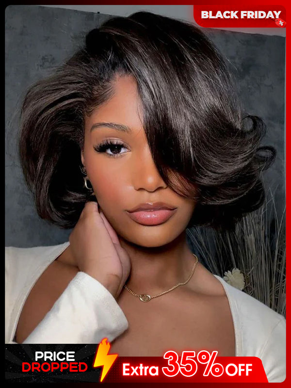 CurlyMe Wear Go Blow Out Straight Bob 7x5 HD Lace Glueless Wig Pre-Bleached Tiny Knots