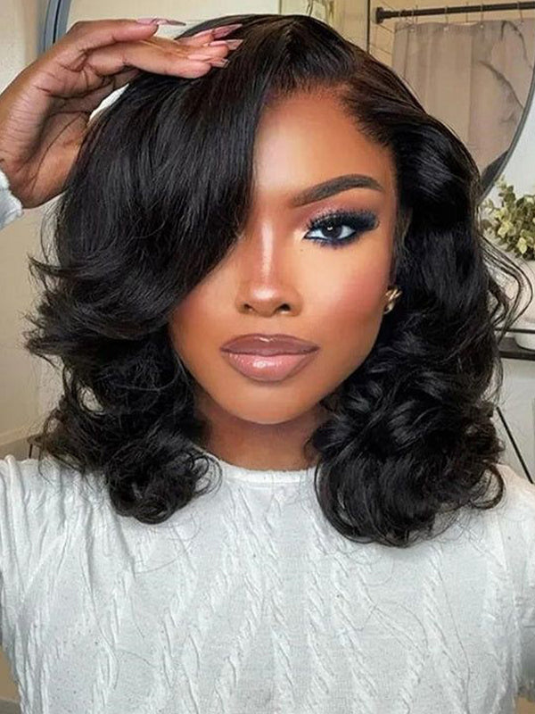 CurlyMe Pre-bleached Body Wave Hair Wear Go Bob Wig 7x5 Pre-cut HD Lace Pre-plucked