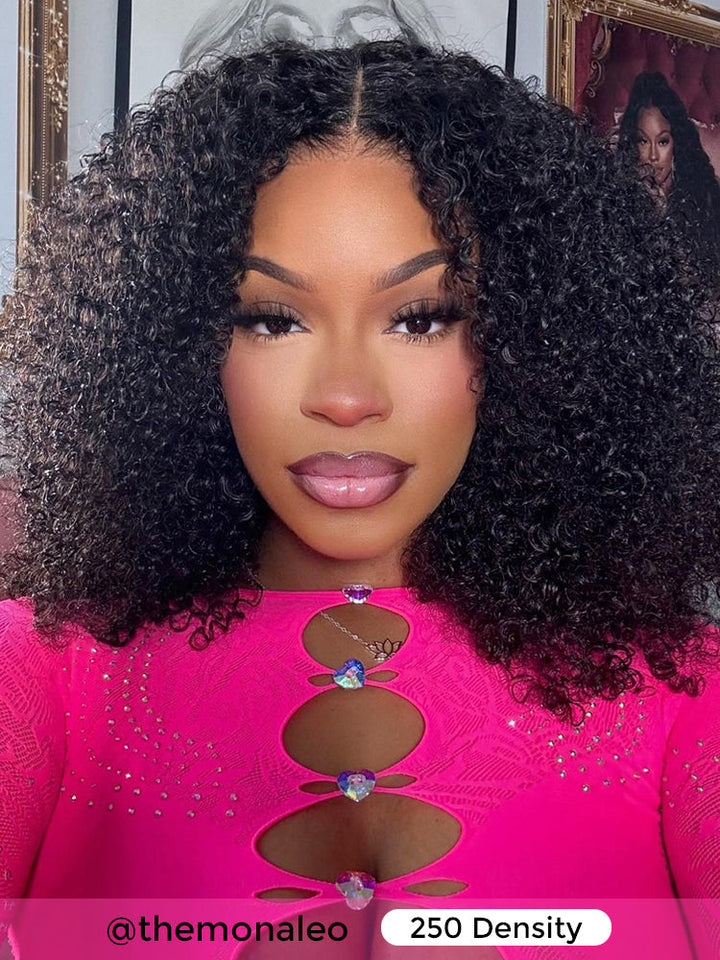 CurlyMe Pre-style Finger Coily 250% Thick Curls Wear Go Glueless Wig 6x4 Pre-cut HD Lace Wig Pre-plucked