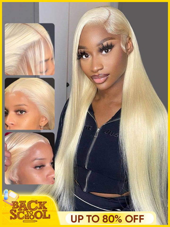 CurlyMe 613 Blonde Lace Front Wigs Straight Human Hair Wigs 13x4 Skin Melt Lace