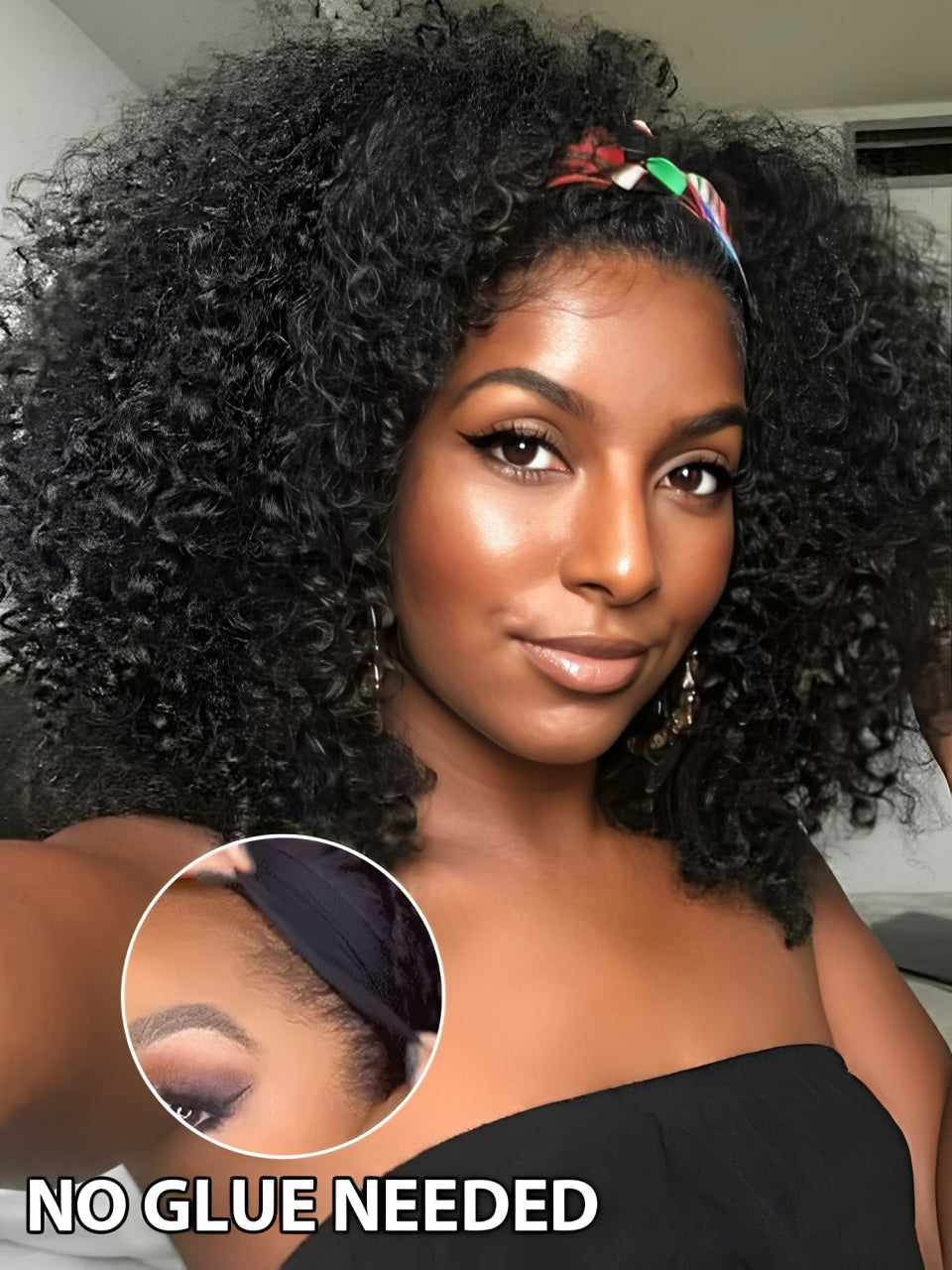 kinky curly headband wig
