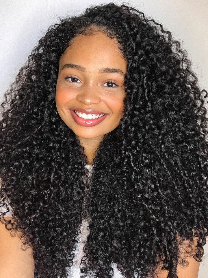 CurlyMe Pre-bleached Wear Go Glueless Wig 7x5 Pre-cut HD Lace Burmese Curly Human Hair