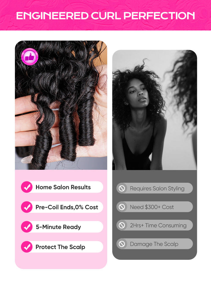 CurlyMe 3 In 1 Half Wig Burmese Curly Glueless Install Half Wig With Adjustable String Beginner Friendly