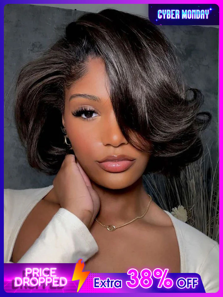 CurlyMe Wear Go Blow Out Straight Bob 7x5 HD Lace Glueless Wig Pre-Bleached Tiny Knots