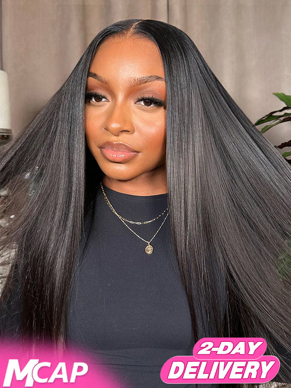 CurlyMe 9x6 HD Lace M-cap Wear Go Glueless Mini Knots Straight Hair Pre-cut Lace Front Wig Pre-plucked