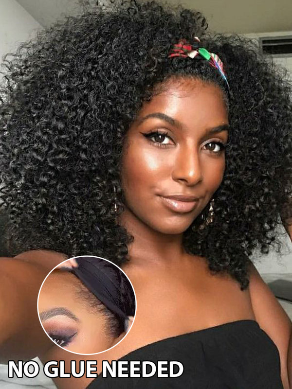 CurlyMe Throw And Go Kinky Curly Headband Wig Glueless No Lace