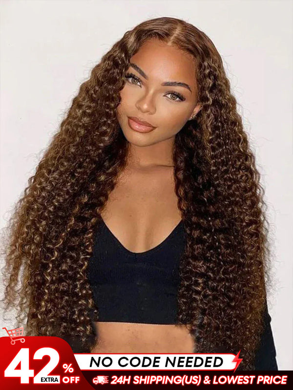 [Clearance Sale] Pre-cut 6x4 Swiss Lace Water Wave Wear Go Highlights Ombre Hair Glueless Wig