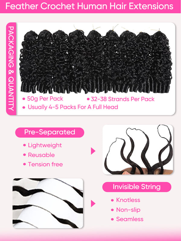 Try Knotless CurlyMe Crochet Hair for Flawless Beauty 2 feather lightweight CurlyMe crochet hair extensions