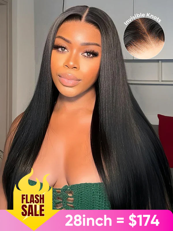 CurlyMe Pre-bleached Straight Hair Wear Go Glueless Wig 7x5 Pre-cut HD Lace Pre-plucked