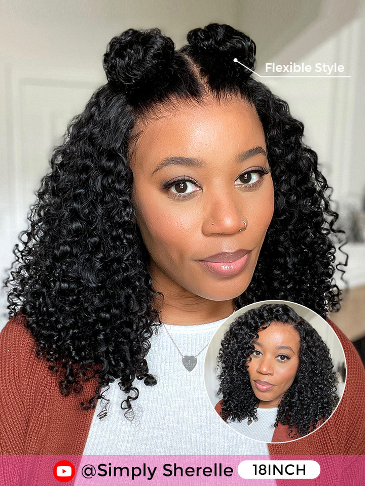 CurlyMe Pre-cut 9x6 Lace M-cap Wear Go Glueless Mini Knots Kinky Curly Hair HD Lace Front Wig Pre-plucked