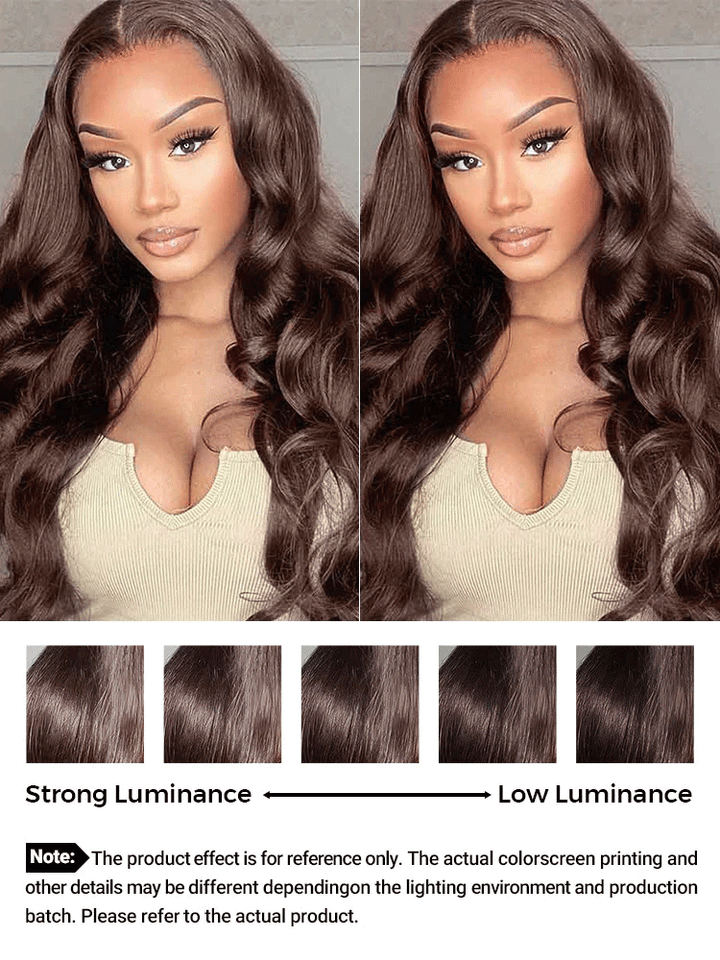 CurlyMe #4 Chocolate Brown Pre Cut Glueless Lace Body Wave Wear Go Wig Unice