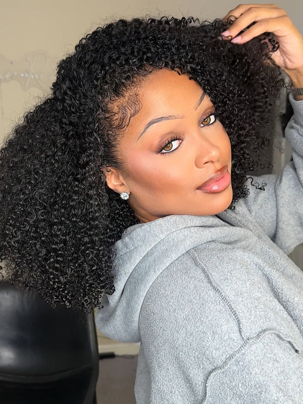 CurlyMe 3 In 1 Half Wig Water Wave Glueless Install Half Wig With Adjustable String Beginner Friendly For Tiktok