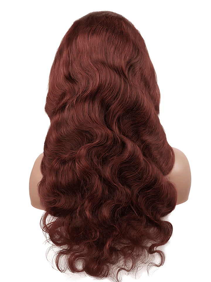 CurlyMe Colored Reddish Brown Lace Front Wigs Body Wave Pre Plucked Wig