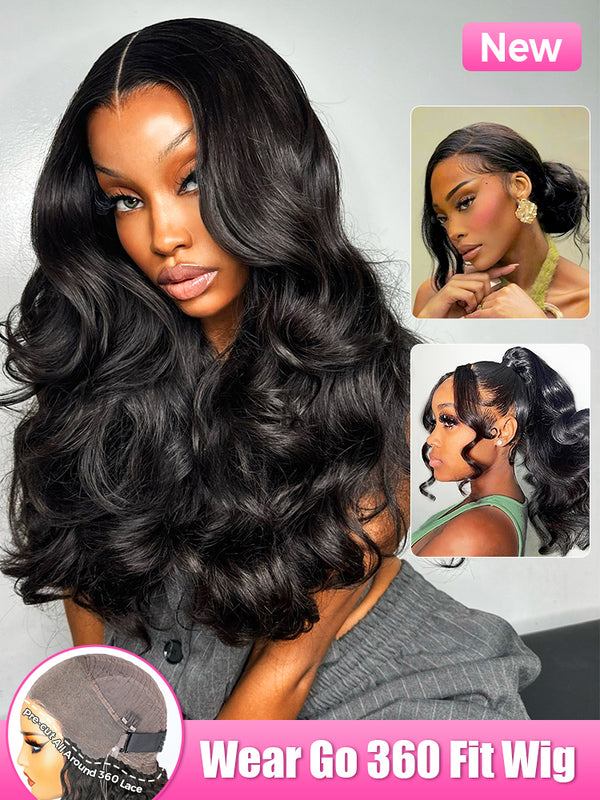 CurlyMe Pre-Bleached Body Wave Human Hair 360 Pre-Cut Lace Wear Go Wigs Pre-Plucked