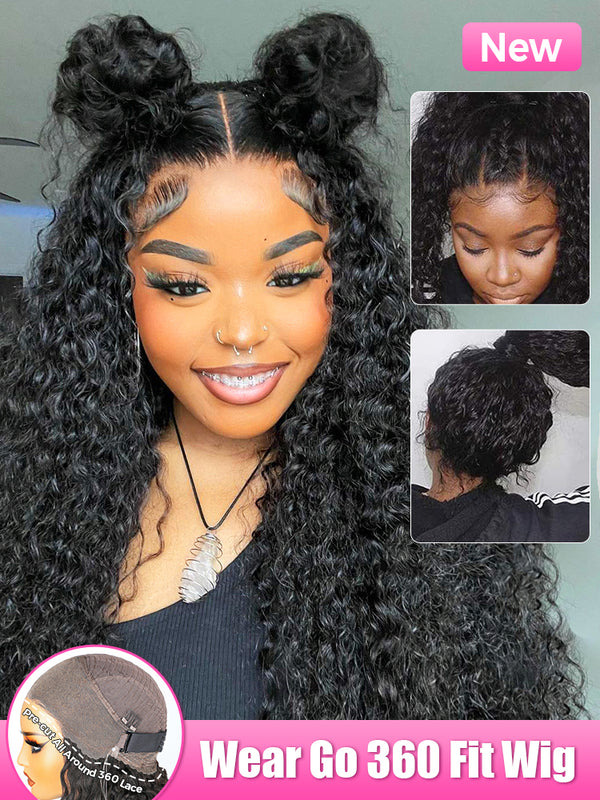 CurlyMe Pre-Bleached 360 Pre-Cut Lace Wig Water Wave Human Hair Wear Go Wigs Pre-Plucked