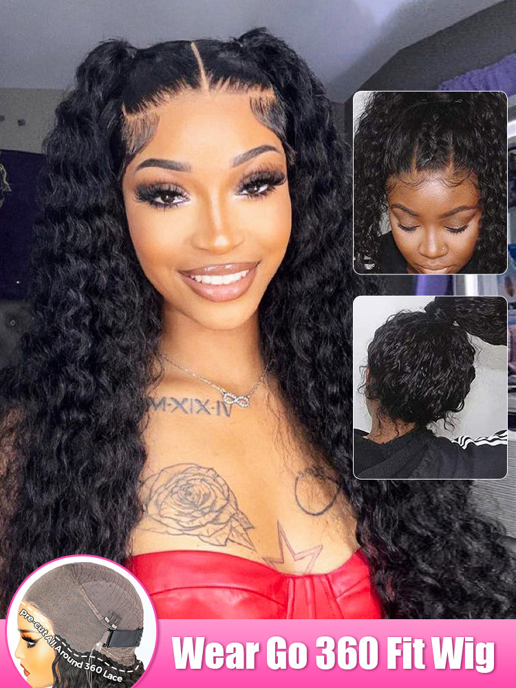 22 inch deep wave 360 full lace wig