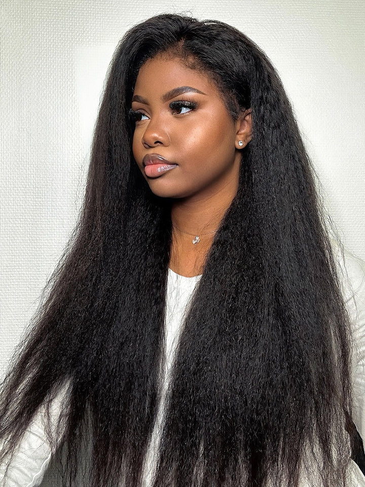 CurlyMe 3 In 1 Half Wig Kinky Straight Glueless Install Half Wig With Drawstring Beginner Friendly