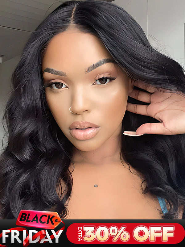 CurlyMe Body Wave Hair Gorgeous 4x4 Lace Closure Wig Pre Plucked Natural Color Curly Hair