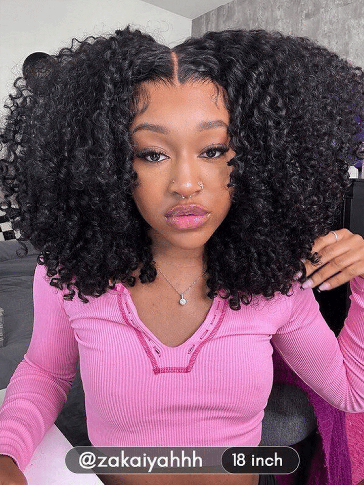 CurlyMe Pre-cut 9x6 Lace M-cap Wear Go Glueless Mini Knots Kinky Curly Hair HD Lace Front Wig Pre-plucked