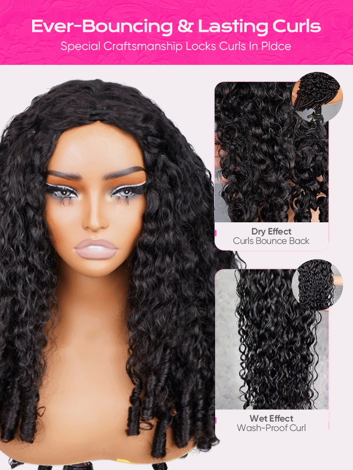 CurlyMe 3 In 1 Half Wig Burmese Curly Glueless Install Half Wig With Adjustable String Beginner Friendly