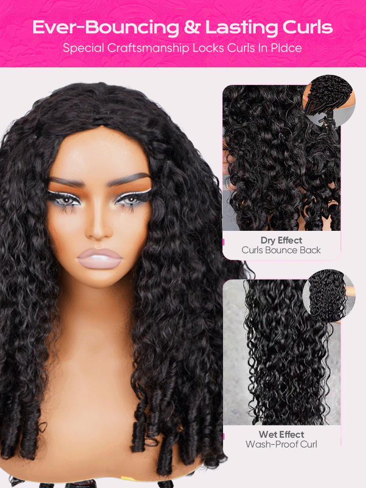 Drawstring Installation 3 IN 1 Half Wig Burmese Curly Glueless Install Wig With Adjustable ...