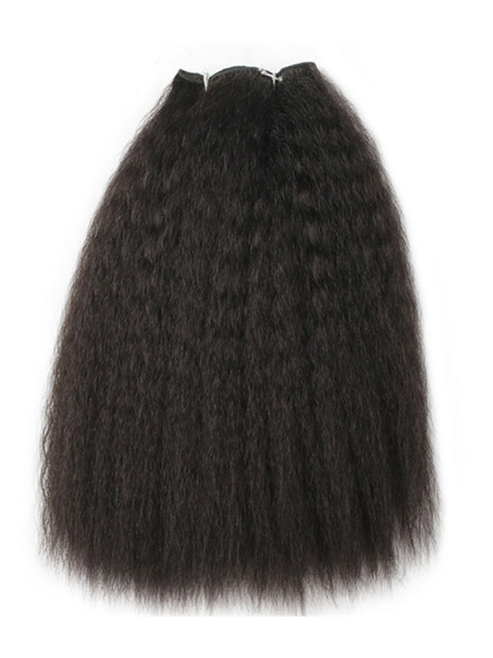 CurlyMe 10A Grade Bundles Human Hair Quick Weave With a Frontal Natural Black