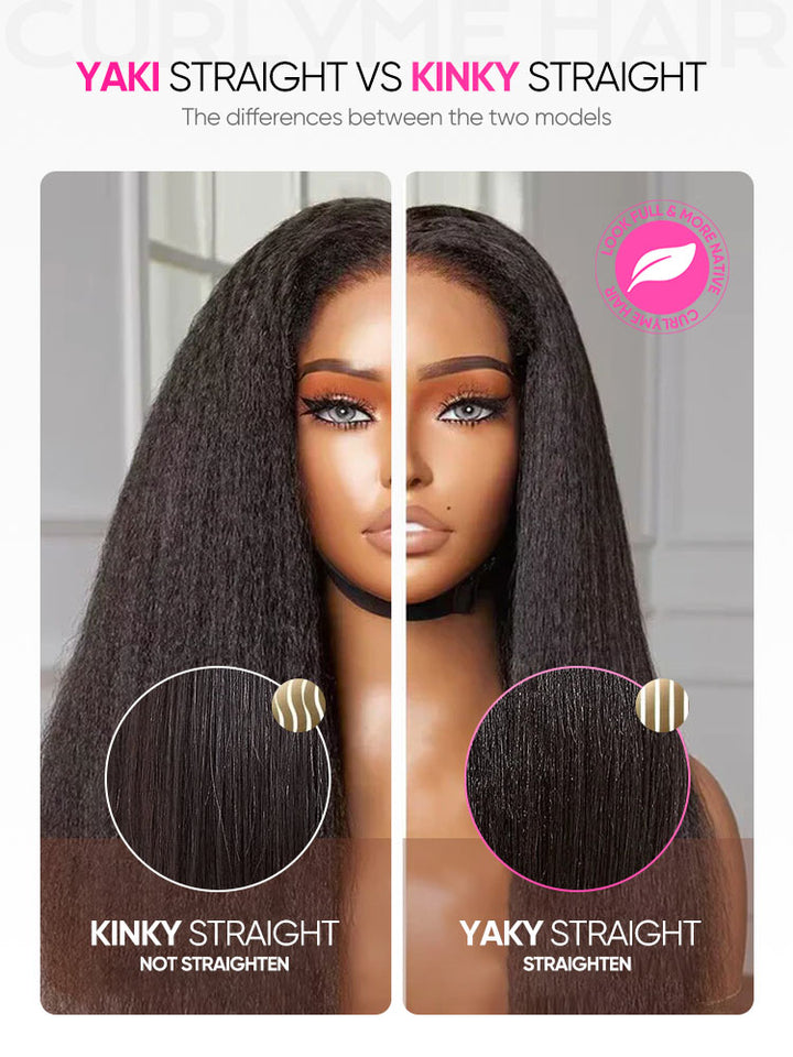 [Clearance Sale]CurlyMe Pre-bleached Yaki Straight Hair Wear Go Glueless Wig 7x5 Pre-cut HD Lace Pre-plucked