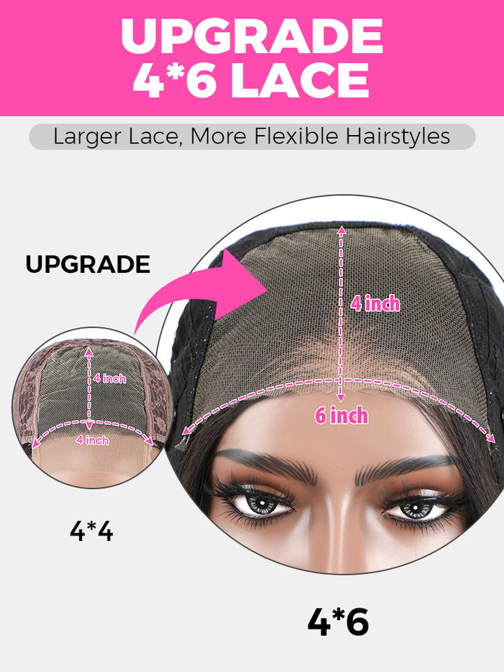 CurlyMe 4x6 HD Lace Glueless Straight Wig Wear Go Pre Cut Lace Closure Wig