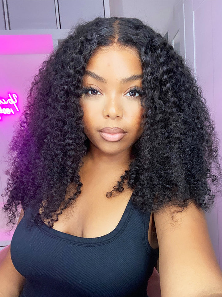 CurlyMe Pre-bleached Kinky Curly 7x5 Pre-cut HD Lace Wear Go Glueless Wig