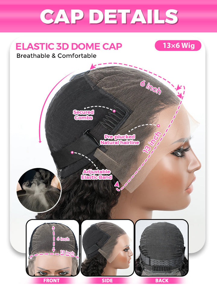 CurlyMe Pre Bleached Human Hair 13x4/13x6  Swiss Lace Front Wig Pre Plucked