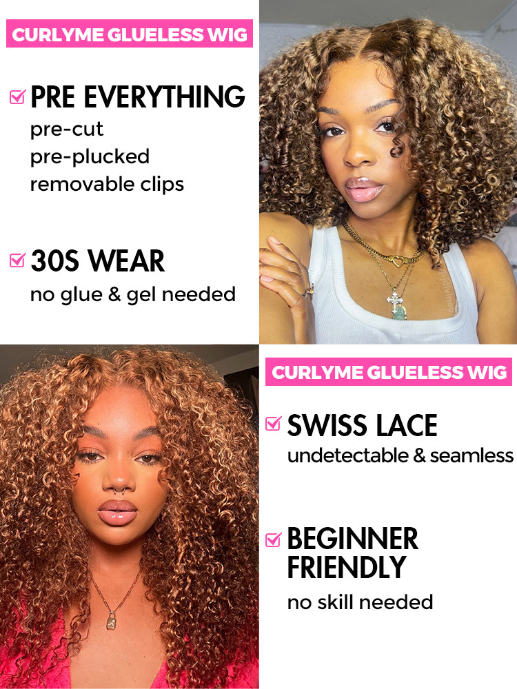 Glueless HD Lace Highlights Ombre Kinky Curly Wear Go Wig - CurlyMe Hair