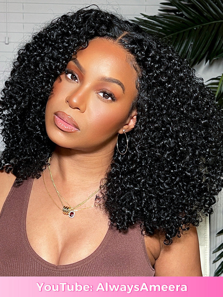 CurlyMe Finger Coily Pretty Curls Wear Go Glueless Wig 4x6 Pre-cut HD Lace Wig Pre-plucked