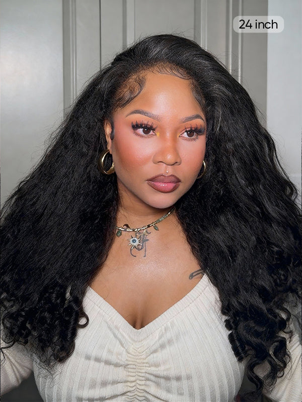 Kinky Straight Half Wig With Spiral Curly Ends