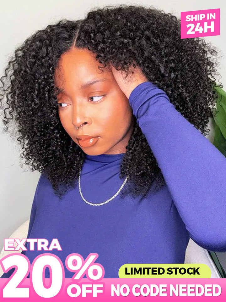 CurlyMe Pre-style Finger Coily 250% Thick Curls Wear Go Glueless Wig 6x4 Pre-cut HD Lace Wig Pre-plucked