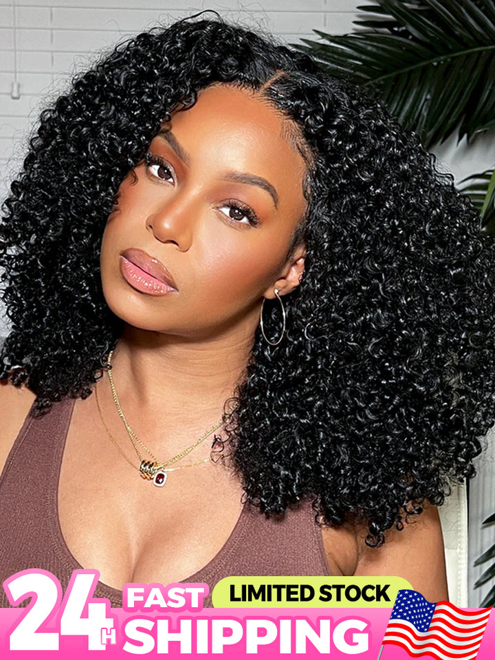 CurlyMe Pre-style Finger Coily 250% Thick Curls Wear Go Glueless Wig 6x4 Pre-cut HD Lace Wig Pre-plucked