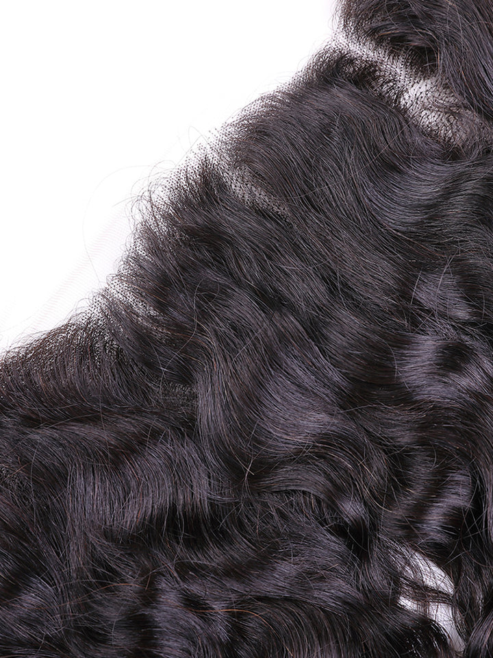 CurlyMe Natural Wave Virgin Human Hair 13x4 Lace Frontal Natural Black